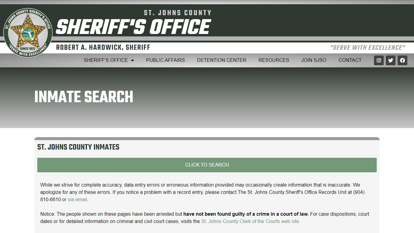 Inmate Search - St. Johns County Sheriff's Office
